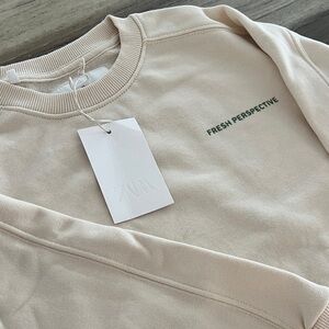 Zara kid’s Beige Crewneck Sweater